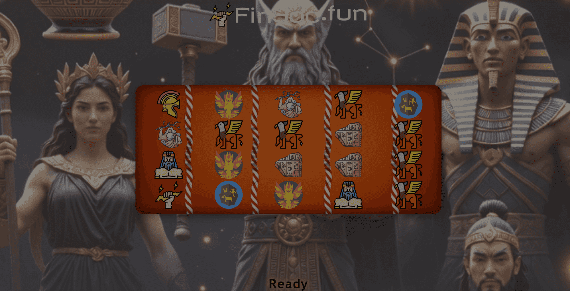 A free, spinning game with mythological symbols